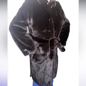 Fur coat black Dimond 100% genuine fur Mink high quality coat size -42 US M-L